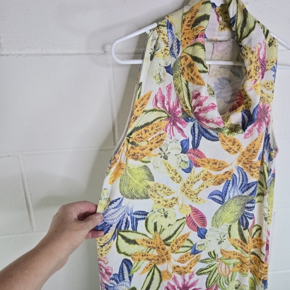 Francesca Bettini Linen Floral Sleeveless Long Maxi Dress - Picture 4 of 9